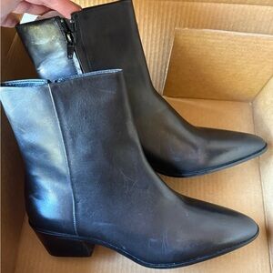 Zara block heel leather ankle boots